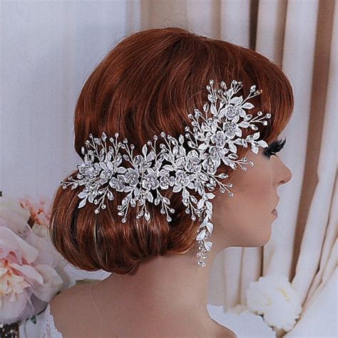 Rose Gold Floral Wedding Headpiece Bridal Headband Wreath Head Etsy