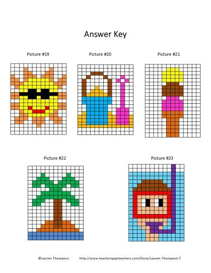 Mystery Picture Coordinate Graph Summer Pack Hidden Pictures Activities