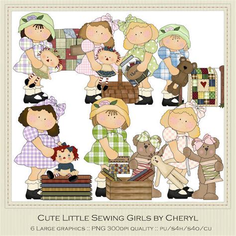 Cute Little Sewing Girls Clip Art By Redheadfalcon On Deviantart