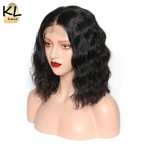 Pre Plucked Lace Front Human Hair Wigs For Black Women Glueless Brazilian Remy Hair Wavy Short