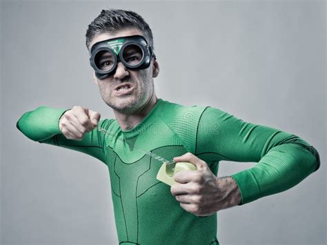 Funny Superhero With Scotch Tape Stock Image Image Of Superhero