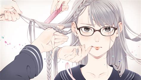 Wallpaper Drawing Illustration Anime Girls Glasses Cartoon