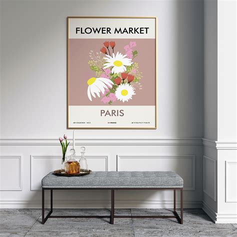 Flower Market Paris Poster Floral Printable Wall Art Etsy
