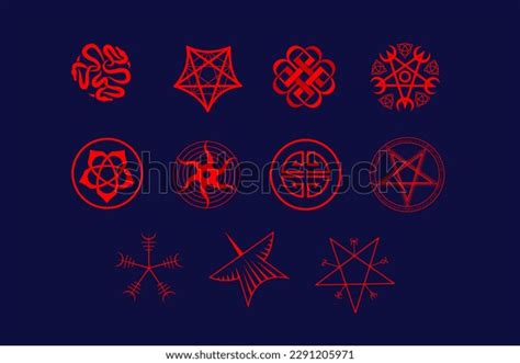 Set Vector Magic Emblems Pentagrams Pentacles Stock Vector Royalty