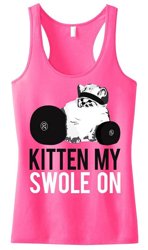 Kitten My Swole On Pink Workout Tank Top By Nobull Woman Apparel