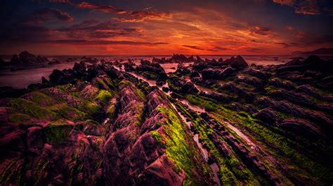 Rocky Shore Sunset 5k Wallpapers Hd Wallpapers Id 18943