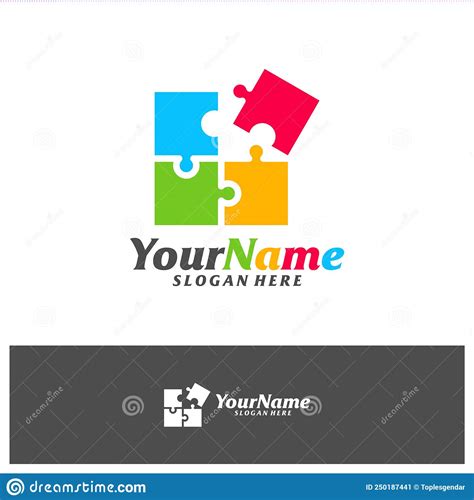 Colorful Puzzle Logo Design Template Puzzle Logo Concept Vector Stock
