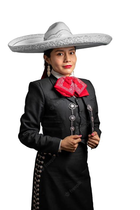 premium photo female mexican mariachi woman smiling using a traditional mariachi girl suit on