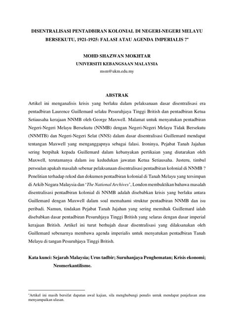 Mengaut keuntungan yang lebih besar tanpa berkongsi dengan negara barat yang lain. (PDF) DISENTRALISASI PENTADBIRAN KOLONIAL DI NEGERI-NEGERI ...