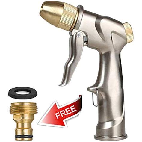 Garden Hose Nozzle Sprayer With Full Brass Nozzle Heavy Duty Metal Handheld In