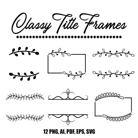 24 Black And White Classy Title Frames Simple Header Etsy