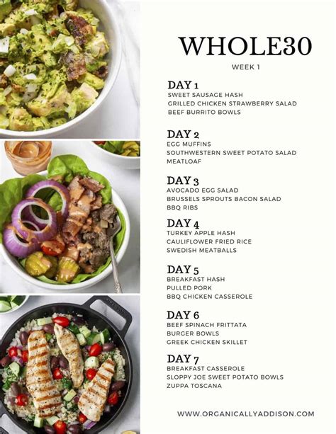 Whole30 Meal Plan Week 1 Organically Addison
