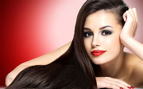 face brunette model women brown eyes lipstick johanna lundback hd wallpaper peakpx