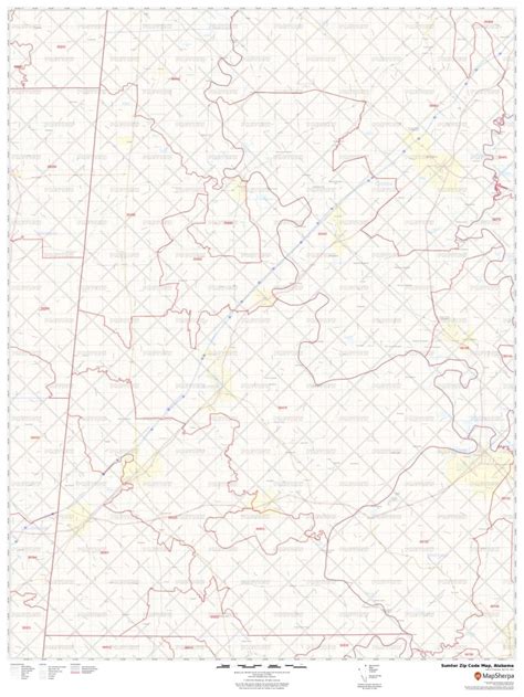 Sumter County Al Zip Code Wall Map Red Line Style By