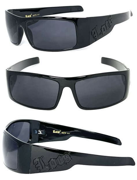 Locs Mens Cholo Sunglasses Shiny Black Frame Black Locs Logo Lc51 Ebay