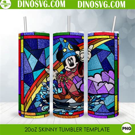 Mickey Mouse Stained Glass Oz Straight Skinny Tumbler Wrap Png