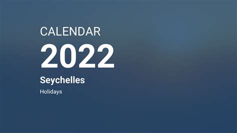 Year 2022 Calendar Seychelles