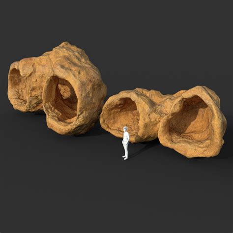 Artstation Low Poly Cave Modular Yellow Rock Casual Pack Game Assets