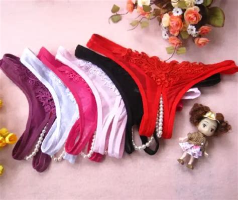 Sexy Thongs Panties Open Crotch Crotchless Underwear Pearl Night Lace G String 509 Picclick