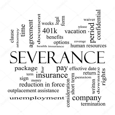 Severance Word Cloud Concept In Black And White Stock Photo Aff