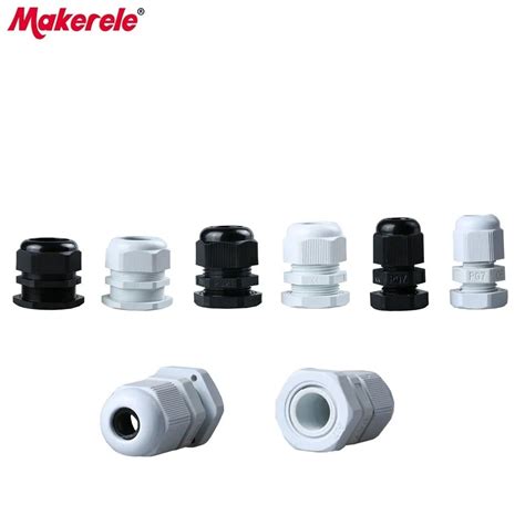 Pcs Lots Black White Plastic Nylon Waterproof Cable Glands Joints