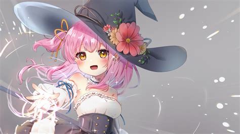 Broomstick Hat Pink Hair Witch Yellow Eyes Hd Girl Anime Wallpapers