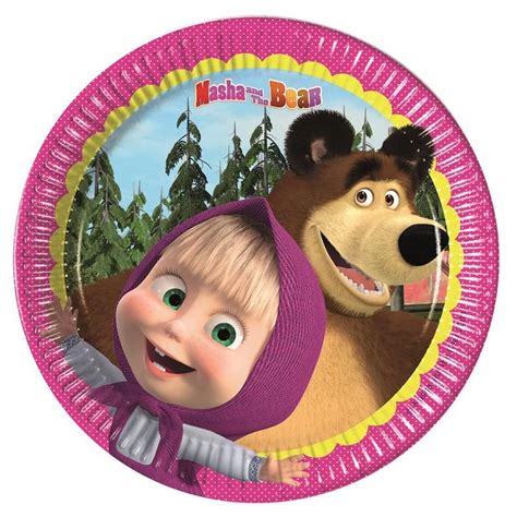 Masha And The Bear Party Decor Supplies Tableware Balloons Napkins Plates Tablecover Banner Cups