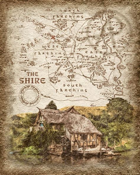 The Shire Map Of Hobbiton Mill Lotr Art Poster Decoration Etsy
