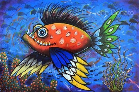 Gnarly Fish Art Print By John Donato Whimsical Tropical Fish Etsy