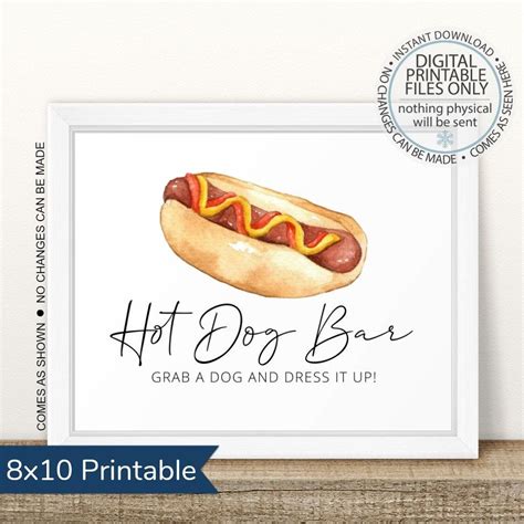 Hot Dog Bar Instant Download Simply Order Download Print And Enjoy The