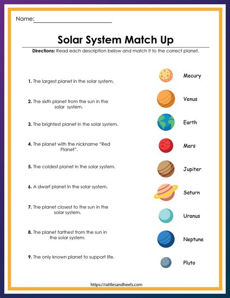Grade 3 Solar System Planets Worksheet