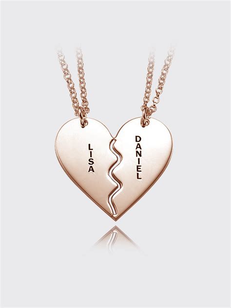 personalized couple heart necklace