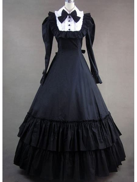 Black And White Classic Gothic Victorian Dress Uk