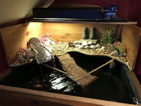 Our Completed Indoor Turtle Pond With Waterfall Ramp And Basking
