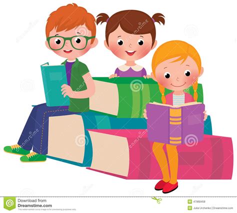 Children Reading Books Stock Vector Image Of Studying