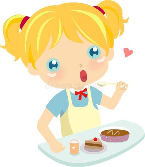 Girl Eating Cake Stock Vector Illustration Of Birthday 10813198