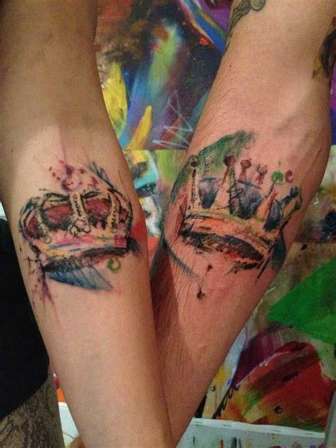 Watercolor King And Queen Tattoos Crown Tattoo Men Queen Crown Tattoo