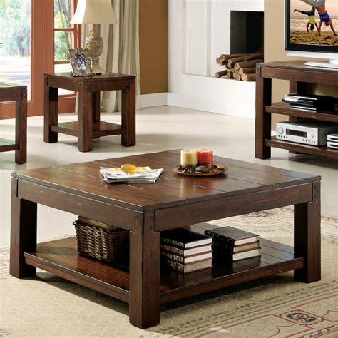 Our coffee tables and center table sets are made from the finest wood solids, metals like chrome, and even a mixture of both to stand the test of time. Large Square Dark Wood Coffee Table Sets