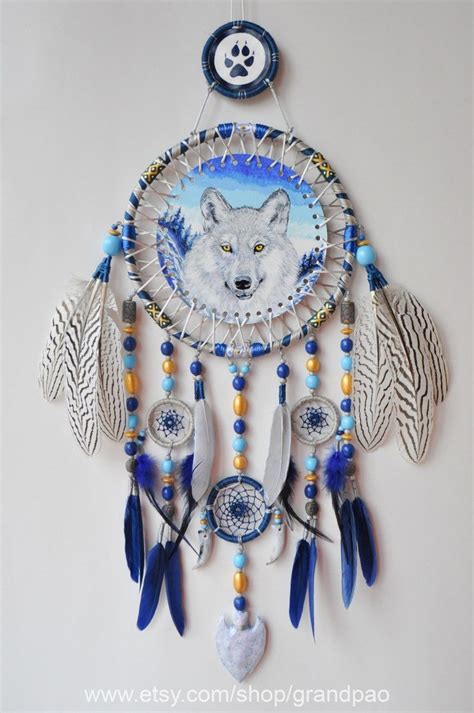 Wolf Dream Catcher Wall Hanging Personalized Animal Totem Etsy Canada