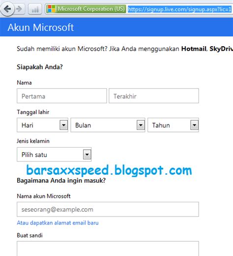 Sobat tinggal isikan nama email yang akan dibuat, pilih salah. Cara Membuat Akun di Microsoft - Barsaxx Speed Concept