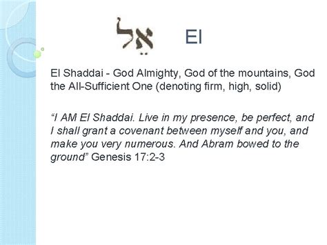 El El Shaddai God Almighty God Of The Mountains God The All