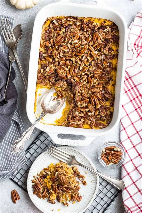 They're lower on the glycaemic index, meaning they're friendlier for the blood sugar which is important for many people (not just diabetics). Low Carb Sweet Potato Casserole - Paleo / Keto / Sugar ...