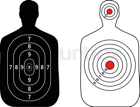 Human Gun Target On White Background Silhouette Of A Man Target
