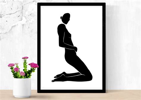 Female Nude Silhouette Art Instant Print Female Body Wall Etsy