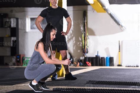 Sports Couple Doing Battle Ropes Cross Fitness Exercise 11295635 Stock