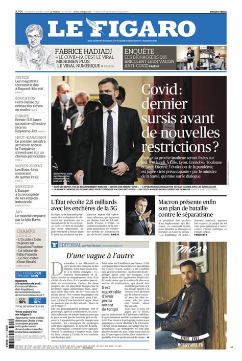 Le Figaro Du 02 Octobre 2020 Le Kiosque Figaro Digital
