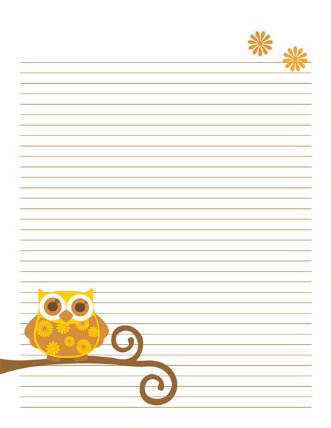 7 Best Images Of Printable Owl Notebook Paper Free Printable Owl