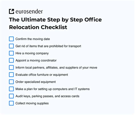 The Ultimate Step By Step Office Relocation Checklist Eurosender Blog