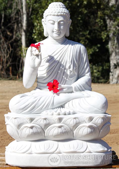 Sold White Marble Buddha Karana Mudra Used To Channel Prana Statue