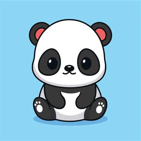 Cute Kawaii Baby Panda Sitting Cartoon Character Vector Icon